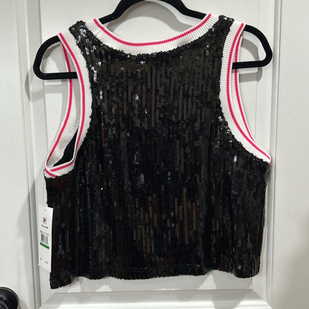 *NEW* FILA QUEEN OF THE COURT SEQUINED CROP JERSEY LARGE - Picture 6 of 8